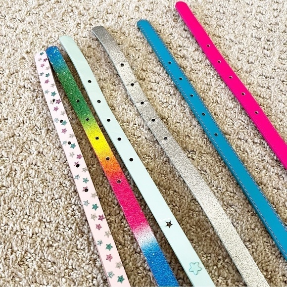 Target Girls Skinny Belts Size S Pink Blue Silver Rainbow Stars Colorful Lot 5x - Picture 3 of 9